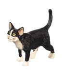 Dollhouse Miniature Standing Black and White Cat with Tail Up