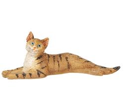 Dollhouse Miniature Tiger Striped Tabby Cat Stretched Out