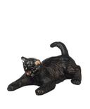 Dollhouse Miniature Black Cat Playing with Tail Up