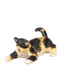 Dollhouse Miniature Calico Cat Playing with Tail Up