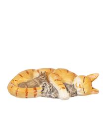 Dollhouse Miniature Orange Tabby Cat Cuddling Kittens Sleeping