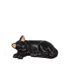 Dollhouse Miniature Black Cat Lying Left