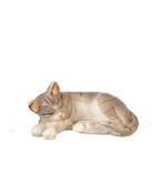 Dollhouse Miniature Gray Striped Tabby Cat Lying Left