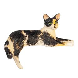 Dollhouse Miniature Calico Cat with Back Leg Down