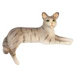 Dollhouse Miniature Gray Striped Tabby Cat with Back Leg Down