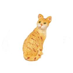 Dollhouse Miniature Orange Striped Tabby Cat Looking Backward