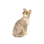 Dollhouse Miniature Gray Striped Tabby Cat Looking Backward