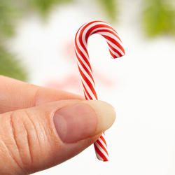Mini Striped White and Red Clay Candy Canes