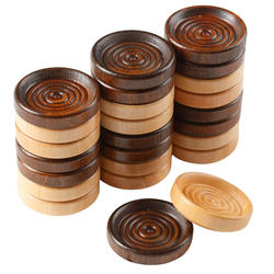 Walnut and Clear Varnished Stacking Checkers Set