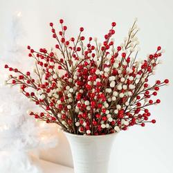 Weatherproof Artificial Outdoor Red and Cream Berry Stems