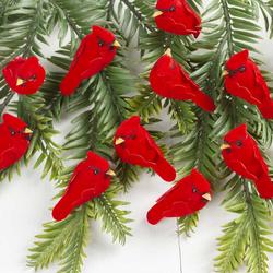 Mini Red Cardinal Mushroom Birds