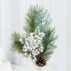 White Artificial Pine and Berry Spray