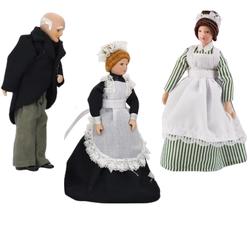 Miniature Victorian Dollhouse Maids and Butler Set