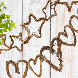 Natural Grapevine Heart and Star Chain Garlands Set