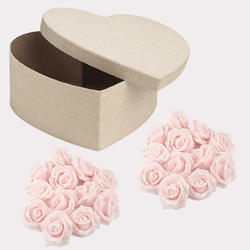 Heart Shape Paper Mache Box with Foam Roses Valentines Day Gift
