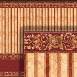 Wainscot Wallpaper in Burgundy and Gold a Strip Pattern