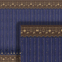 Wainscot Wallpaper in a Navy Blue and Brown Strip Pattern