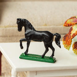Dollhouse Miniature Black Horse Statue
