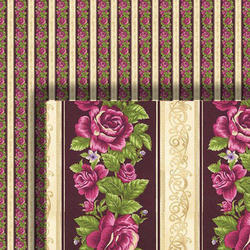 Dollhouse Miniature Rose Stripe Pattern Wallpaper