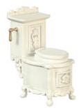 Dollhouse Miniature White Carved Look Toilet with Cabinet Feet