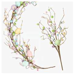 Artificial Easter Egg and Pip Berry Twig Garland and Spray Set