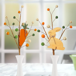 Artificial Carrot and Bunny Picks with Berries Set