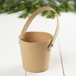 Round Paper Mache Basket with Handle