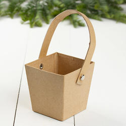 Square Paper Mache Basket with Handle