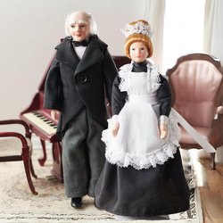 Miniature Victorian Dollhouse Maid and Butler Set