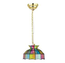 Dollhouse Miniature Hanging Tiffany Lamp, Battery Powered, LED