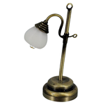 Dollhouse Miniature Antique Brass Desk Lamp, Battery Powered LED