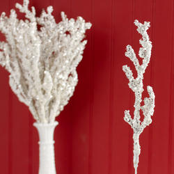 Direct Wholesale Icy White Glittered Artificial Twig Picks