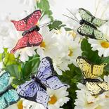 12 Artificial Assorted Color Butterflies
