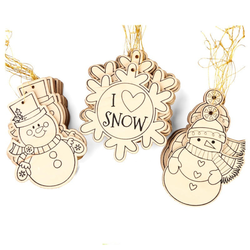 Snowman and Snowflake Wood Ornaments