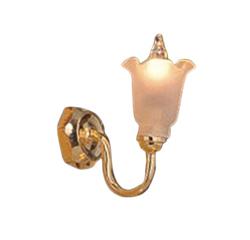 Miniature Gold Wall Sconce Tulip Shade, Battery Powered, LED