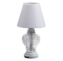 Miniature Glass Table Lamp w/ White Shade, Battery Powered, LED