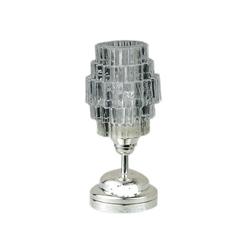Miniature Silver Art Deco Table Lamp, Battery Powered, LED