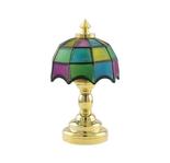 Dollhouse Miniature Brass Tiffany Table Lamp-Battery powered-LED