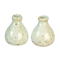 Dollhouse Miniature Ceramic Hand Painted White Speckle Vases