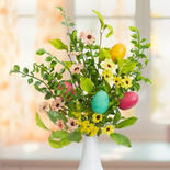Artificial Mixed Foliage Bush with Daisies and Eggs