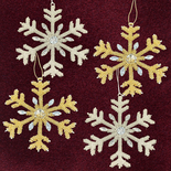 Silver and Gold Beaded Snowflake Ornaments