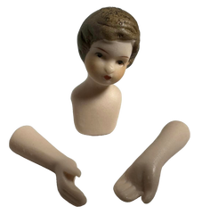 Porcelain Tiny Boy w/Brown Hair and Hands - True Vintage