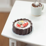 Dollhouse Miniature Fruit Chocolate Cake