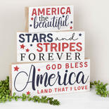 Patriotic Americana Wood Tabletop Block Signs
