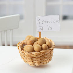 Dollhouse Miniature Basket Of Potatoes