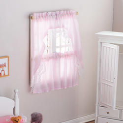 Dollhouse Miniature Pink Ruffled Cape Curtain Set