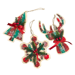 Snowflake Tree and Deer Ornaments Set
