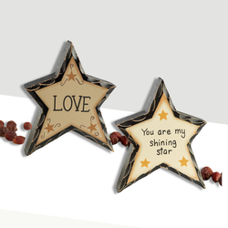 "Love" and "...My Shining Star" Chunky Wood Stars Set