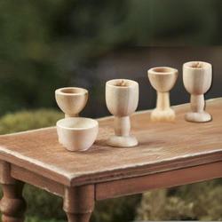 Miniature Unfinished Wood Goblets and Bowl