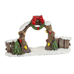 Miniature Decorated Christmas Fence with Arch and Wreath
